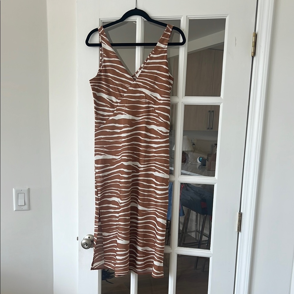 A New Day Brown and Tan Sleeveless V-Neck Sundress